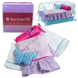 American Girl BUTTERFLY BEDDING Top Sheet Bedspread 3 Pillows Pillowcase BOX